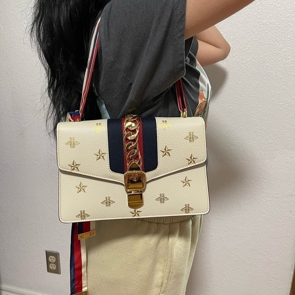 Gucci Bee Star Web Sylvie Crossbody Bag - Picture 1 of 14